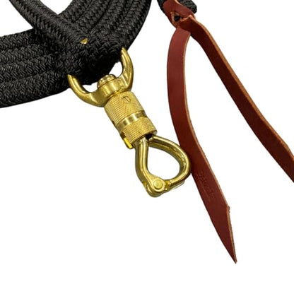 PARELLI 12 Foot Training Rope - Strong Everyday Use All-Purpose Horse Lead Rope with Loop & Latigo Popper | 9/16" Diameter Smooth Yachting Braid, Black - color: Black