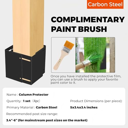 Adjustable Post Protector, Stainless Steel Post Sleeve Range 3.3"-6", Protects Wooden Fences and Mailboxes from Rain and Mower Damage (4 Set) - size: 4 Set