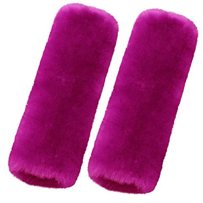 OGLAND 2 Pack Sheepskin Car Seat Belt Cover Pads | Wool Seatbelt Cushions - color: F-PInk, size: Shearling Wool