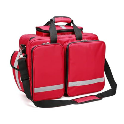 Medical Bag Empty First Aid Bag,Emergency Bag for Nurses,Home Health Care, EMT(Bag Only) - color: Red