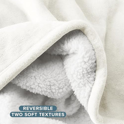 Bare Home Sherpa Fleece Blanket (Twin/Twin XL, Antique White) | Reversible Blanket for Bed, Sofa, and Couch, Warm & Lightweight, Fluffy & Soft - color: 11 - Antique White, size: Twin/Twin XL