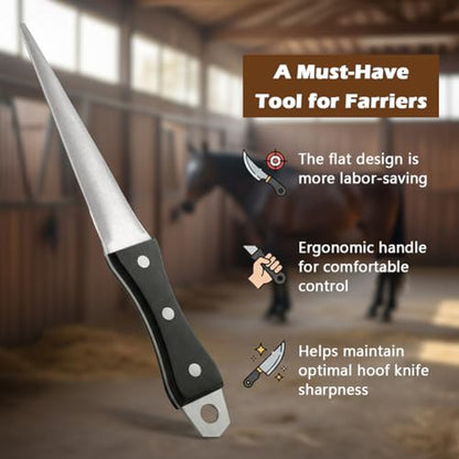 Hoof Knife Sharpener, Farrier Tool, Honing Rod with Solid Wood Handle, Portable Knife & Tool Sharpener with Lanyard for Hoof Care(Size:2 Pcs)
