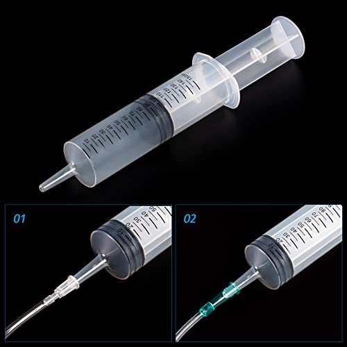 150ml/cc Syringes with Tube 40 Inch Handy Plastic Tubing and Adapter Tip - size: 150ML/CC