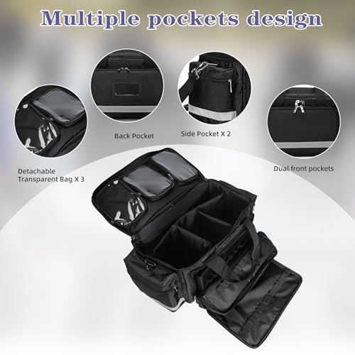 First Aid Bag Medical Empty Bag Emergency Responder Trauma Bag Empty, Professional First Aid Kits Storage Medical Bag with Inner Dividers and No-Scratch Bottom Home Health - color: Black, size: 21.65" x 17.72"x 11.81"