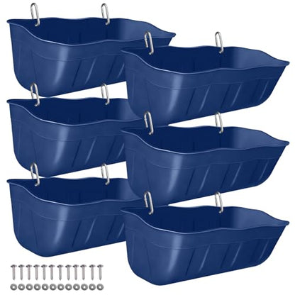Hanging Chicken Feeders,Duck Feeder Waterer,Small Feed Trough 1.3 Quart 6 Pack,Hanging Fence Feed Trough for Poultry,Blue - color: Blue, size: 1.3 Quart (6 Pack)