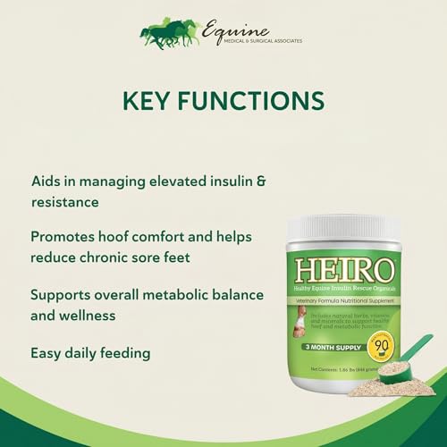 HEIRO Healthy Equine Nutritional Supplement for Horses, Herbal Blend with Magnesium and Vitamin E, Daily Metabolic Support Formula, Feed Powder, 90 Servings - size: 90 Servings