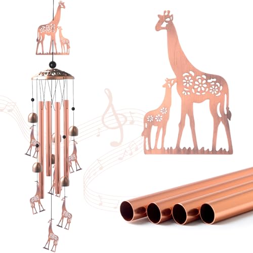 JOBOSI Brass Giraffe Wind Chime, for Women,Giraffe Wind Chime Outdoor, Handmade Metal Garden Wind Chimes,Melodic Weatherproof, Gift for Mom/Grandma - color: Giraffe