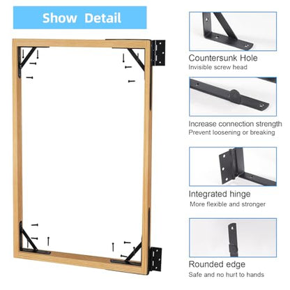 WEKIS Gate Corner Brace Brackets Heavy Duty Anti Sag Gate Kit with Gate Latch for Wooden Fence Gate Hardware Kit - size: Single Door Set
