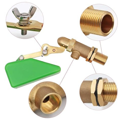 1/2 Inch Brass Valve with Plastic Float Water Float Valve with Adjustable Arm Automatic Fill Float Ball Valve for Water Tank Fountains Livestock Waterer