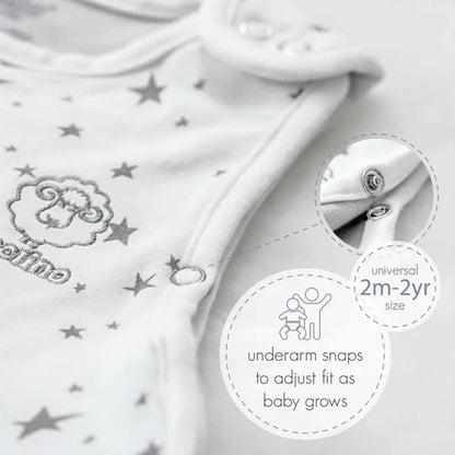 Woolino Toddler Sleeping Sack, 4 Season, Merino Wool and Organic Cotton, Baby Sleep Bag, 2-4 Years, Star Gray - color: Star Gray