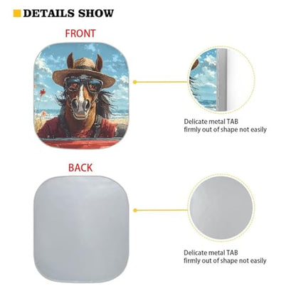 Fashion Horse Car Windshield Sun Shade 2-Piece Foldable Car Sunscreen Blocks UV Rays and Keeps Vehicle Cool for Most Sedan Truck SUV - color: Fashion Horse