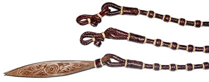 Chestnut/Burgundy/Maroon Raw Hide Hand Made Rope Matching Knots Raw Hide Leather Horse Tack Hand-Braided Romal Romel Reins Ranch Rope/Rope Reins-8.5 Ft, 52' Romel