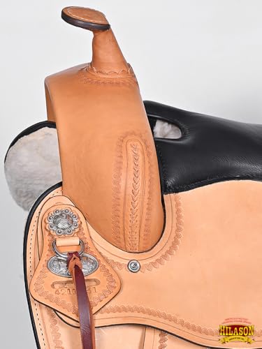 HILASON Draft Horse Saddle Tan 9-Inch Gullet Western Trail - size: 17 In