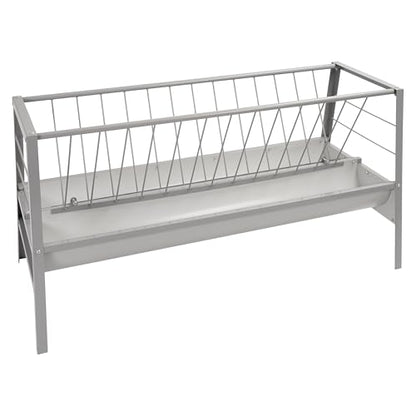 HECASA Livestock 2-in-1 Hay & Grain Feeder Storage and Dispensing Feed Pan | 55 Gallon Capacity Livestock Hay Feeders for Goats, Sheep, Horses Steel Powder Coated Silvery - size: Silvery