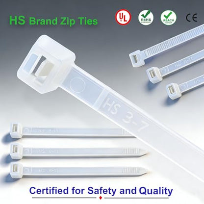 HS Clear Zip Ties 6 Inch Small (100 Pcs) 18 LBS Self Locking Zip Ties White Nylon Ties Thin,Strong and Durable - color: White, size: 100pcs 6"