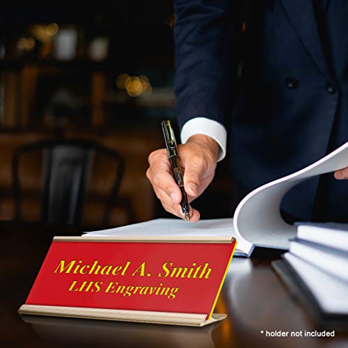 Custom Engraved Office Door Name Plate & Desk Signs, Red, 2x4 - color: B22 - Red & Yellow Lettering, size: 2in x 4in (5.1cm x 10.1cm)