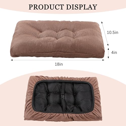 Rectangular Stool Cushion Set of 2, Soft Saddle Stool Cushions with Ties, Nonslip and Washable, Brown, 18 x 10.5 x 4 Inch - color: Brown, size: Pack of 2