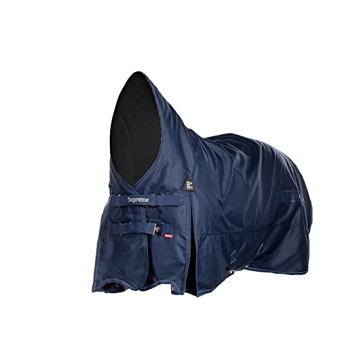 Horze Avalanche 1200D High Neck Turnout Rain Sheet (No Fill) | Lightweight Waterproof Horse Blanket - Peacoat Dark Blue - 66 in