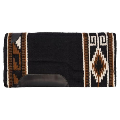 Dura-Tech Performance Western Horse Saddle Pad | Hand-Woven Acrylic with Moisture-Wicking Fleece | 3/4" Felt Interior | Classic Native Design | 34" x 36" - color: Black/White/Green