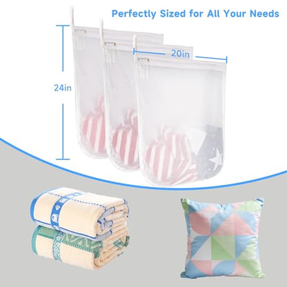 GOGOODA 3 Pack Delicates Laundry Bags, Fine Mesh Wash Bag with Hanging Loop - size: 3 Large