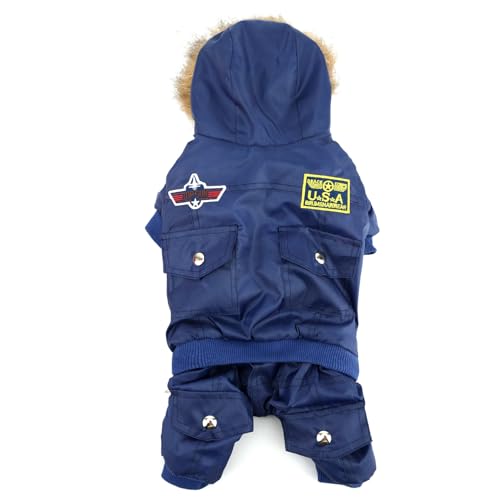 ZUNEA Dog Snowsuit Waterproof for Small Dogs Winter Puppy Coat, Blue, XL - color: Blue, size: XL