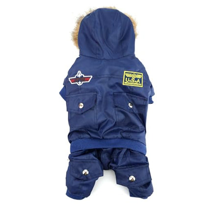 ZUNEA Dog Snowsuit Waterproof for Small Dogs Winter Puppy Coat, Blue, XL - color: Blue, size: XL