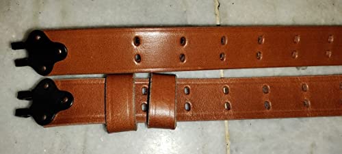 US M1907 Leather Sling WWII M1 Garand Rifle Sling (Leather & Steel Harware) - color: TAN