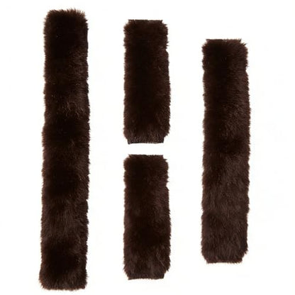 Genuine Wool Horse Halter Cover, 4 PCS Merino Sheepskin Horse Halter Set - color: Brown