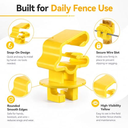 T Post Insulators Electric Fence 200 Pcs Standard Snug-Fitting T-Post Clips Holding Insulators for Agricultural and Ranchers