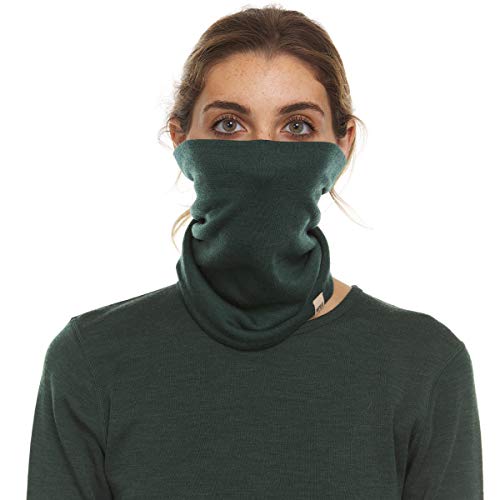 100% Merino Wool - Midweight Neck Gaiter - Skiing Neck Warmer - Winter Face Mask - Multipurpose Headwear - color: Forest Green