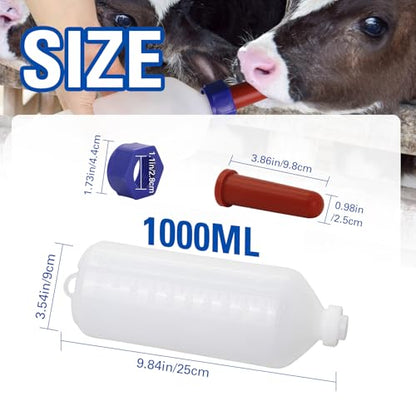 2 Pack Calf Nursing Bottle 1000ml, Livestock Feeding Bottle for Orphaned - size: 1000ml