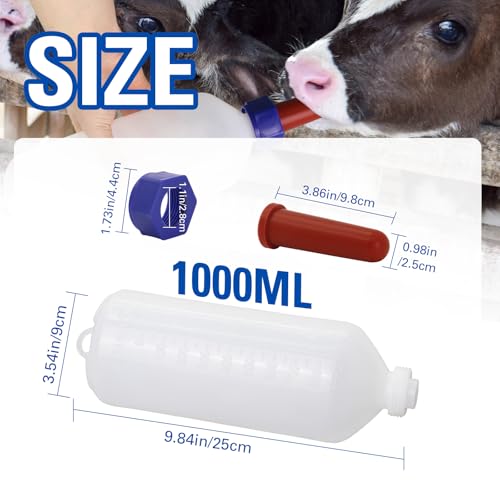 2 Pack Calf Nursing Bottle 1000ml, Livestock Feeding Bottle for Orphaned - size: 1000ml