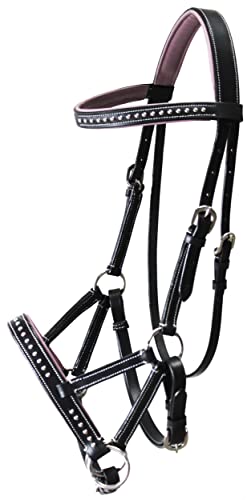 CHALLENGER Horse Western Horse Western English Leather Bitless Sidepull Bridle Reins Purple 7708PR-F