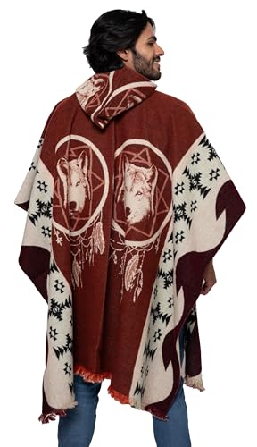 Alpaca Land, Handmade Ecuadorean Alpaca Wool Ponchos - color: Red Wolf