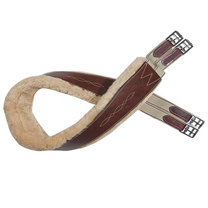 Schneiders Pinnacle Sheepskin Lined Girth for Horses | Size 46 and Comfort | Genuine Sheepskin Lining | Beautiful Fancy Stitching | Double Elastic Ends