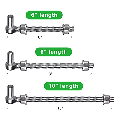 Insaga J Bolt Gate Hinge, 304 Stainless Steel Farm Gate Hinges, M12 x 8'' Gate Hinge Bolt 5/8'' for Chain Link Fence/Farm/Wooden Fence/Driveway, Supports up to 500lbs, 2pcs - color: M12-8''-2PCS