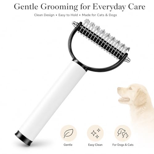Pet Pro Dematting Comb for Dogs & Cats, Undercoat Rake Deshedding Brush for Long Hair Pets, Removes Loose Fur and Tangles
