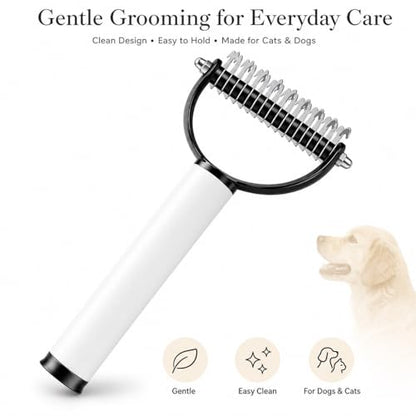 Pet Pro Dematting Comb for Dogs & Cats, Undercoat Rake Deshedding Brush for Long Hair Pets, Removes Loose Fur and Tangles