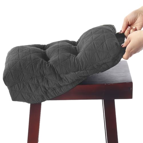 BUYUE Saddle Stool Seat Cushion, Luxury Triangle Fashion Jacquard with Anti-Skid Silicone Bar Stool Cushion Padded (Dark Grey, Rectangular,1 Count) - color: Dark Grey, style: Saddle
