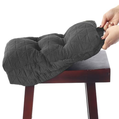 BUYUE Saddle Stool Seat Cushion, Luxury Triangle Fashion Jacquard with Anti-Skid Silicone Bar Stool Cushion Padded (Dark Grey, Rectangular,1 Count) - color: Dark Grey, style: Saddle