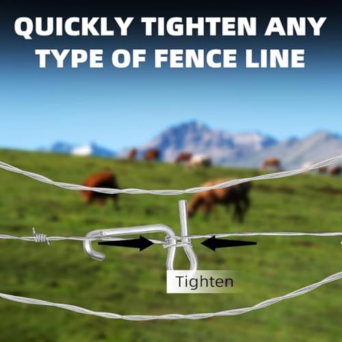 20Pcs Fence Wire Tightener and 1Pcs Tightener Handle,1/4" Barbed Wire Fence Tool Wire Tensioner Tool for Wire Fence Farm Gardens(6mm20Pcs+Tightener Handle) (0.16in) - size: 0.16in