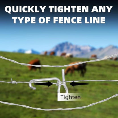 20Pcs Fence Wire Tightener and 1Pcs Tightener Handle,1/4" Barbed Wire Fence Tool Wire Tensioner Tool for Wire Fence Farm Gardens(6mm20Pcs+Tightener Handle) (0.16in) - size: 0.16in
