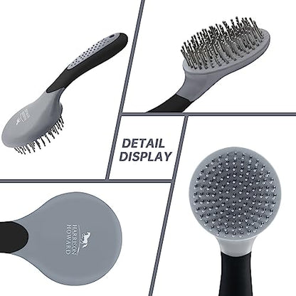 Harrison Howard Horse Mane and Tail Brush - Professional Grooming Brush, Equestrian Detangler, Non-Slip, Black - color: Black