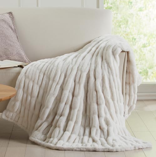 Springtree Home Luxury Micro Plush Throw Blanket | Thick Faux Fur | White | Lily Collection | 60" x 70" | White Blanket | Ultra Plush - color: White Cloud, size: 60" x 70" (Large)