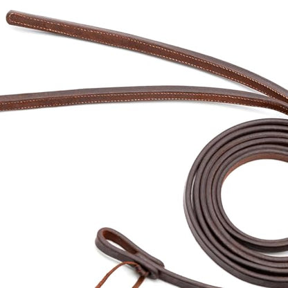 Jeffers Equine LuxeLeather Heavy Oiled Western Leather Horse Reins – Split, Laced & Roping Styles with Tie or Snap Ends for Riding & Training - size: 5/8" x 8'