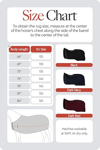Horze Kiel Riding Blanket with Fleece - Dark Navy - 75 in - color: Dark Navy, size: 75 in