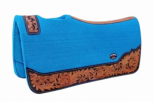 Horse 32"x30" Western Contoured Wool Felt Therapeutic Saddle Pad 39253 - color: Turquoise