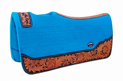 Horse 32"x30" Western Contoured Wool Felt Therapeutic Saddle Pad 39253 - color: Turquoise