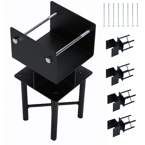 Generic 4pcs Metal Fence Post Brackets Base for Concrete 6x6 Concrete Fence Post Spike Anchors U-Shaped Inner Size 5.5inx5.5in for Concrete Deck