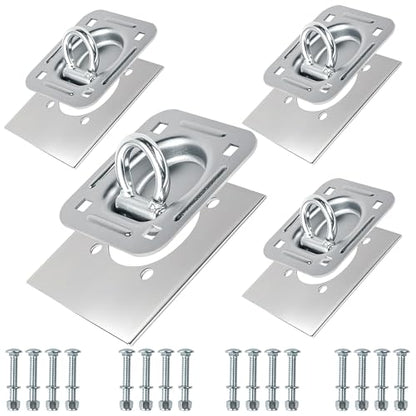 Recessed D Ring Tie Down Anchors 4 Pack (6,000 Lbs) - size: Silver 4PCS